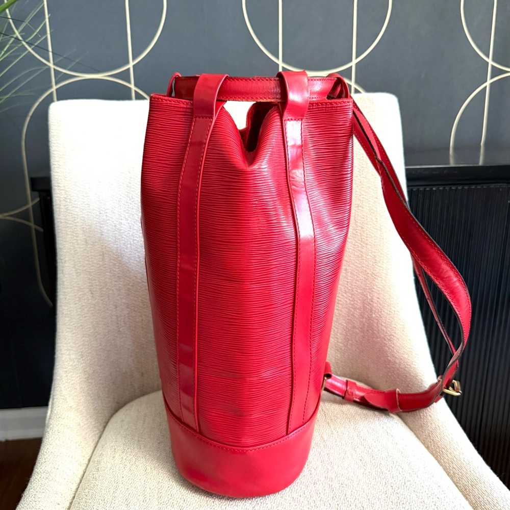 Authentic Louis Vuitton Randonnée backpack shoulder bag red Epi leather M52357 - Picture 7 of 16